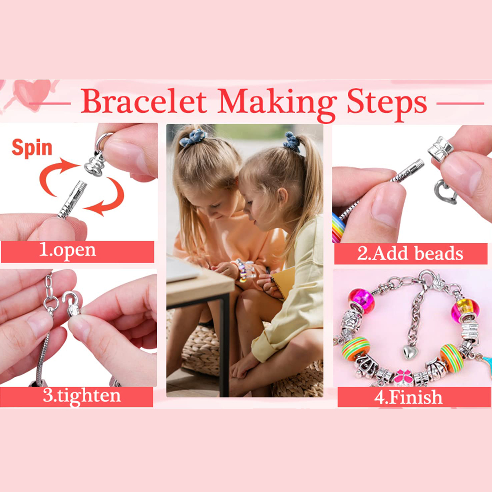 Bracelet Making Kit For Girls,Beaded Jewelry Charms DIY Bracelets
